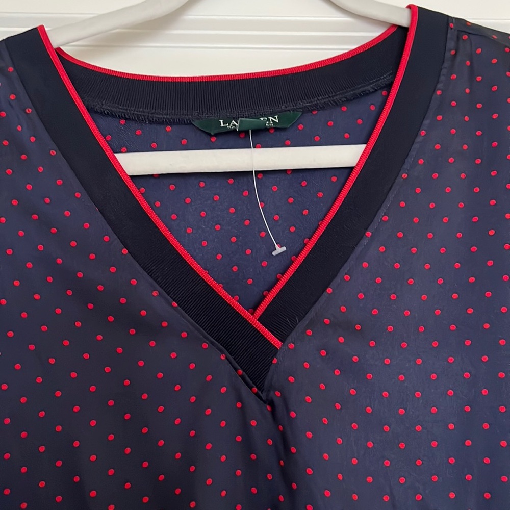Lauren navy and red shirt